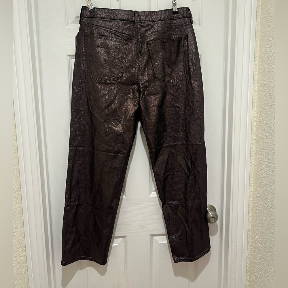 Old Navy High Waisted Shimmer OG Straight Ankle Jeans Size 12 Metallic Brown - Picture 4 of 6